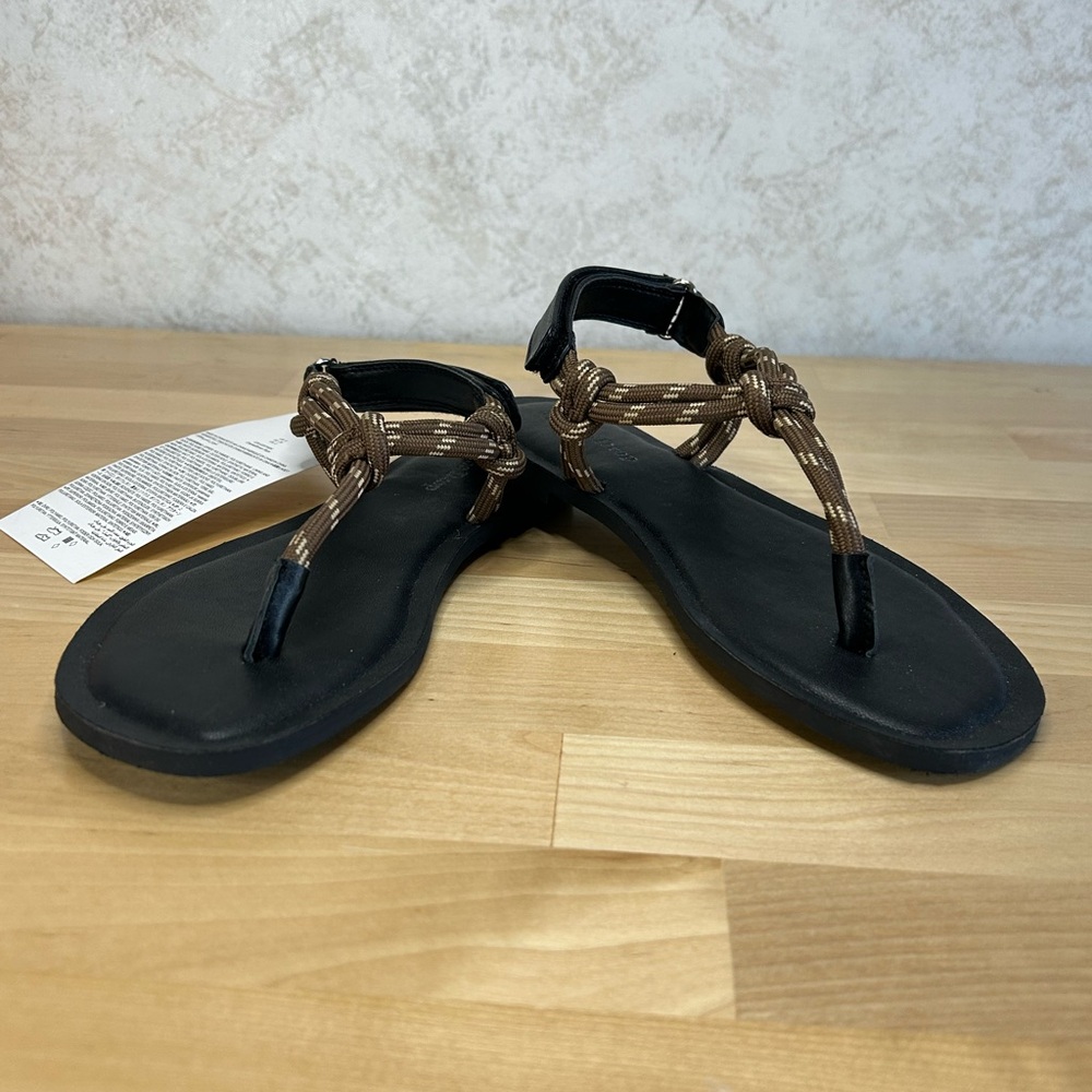 The Drop Brown Rope Strappy Flat Sandals Size 5 Minimalist NWT